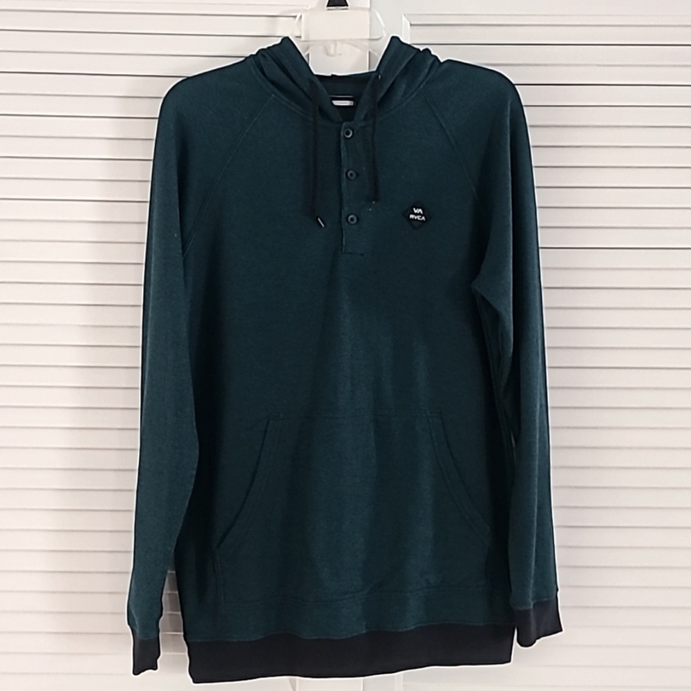 RCVA Hooded Pullover Sweater Sweatshirt Sz M.  Evergreen & Black